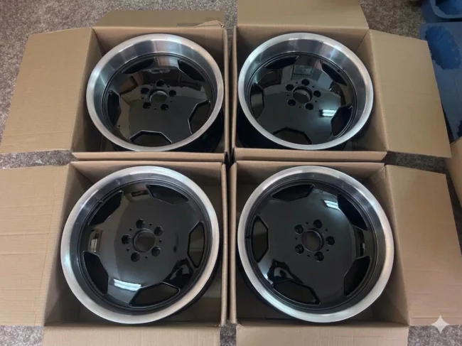 Mercedes Benz 18” Staggered Wheels W201 W124 W140 R129 Monoblock AMG Black