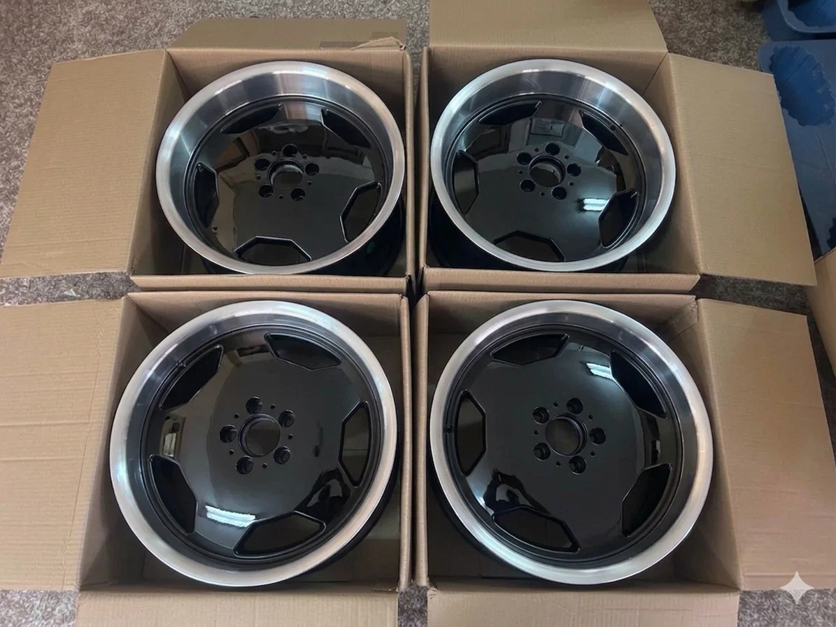 Mercedes Benz 18” Staggered Wheels W201 W124 W140 R129 Monoblock AMG Black